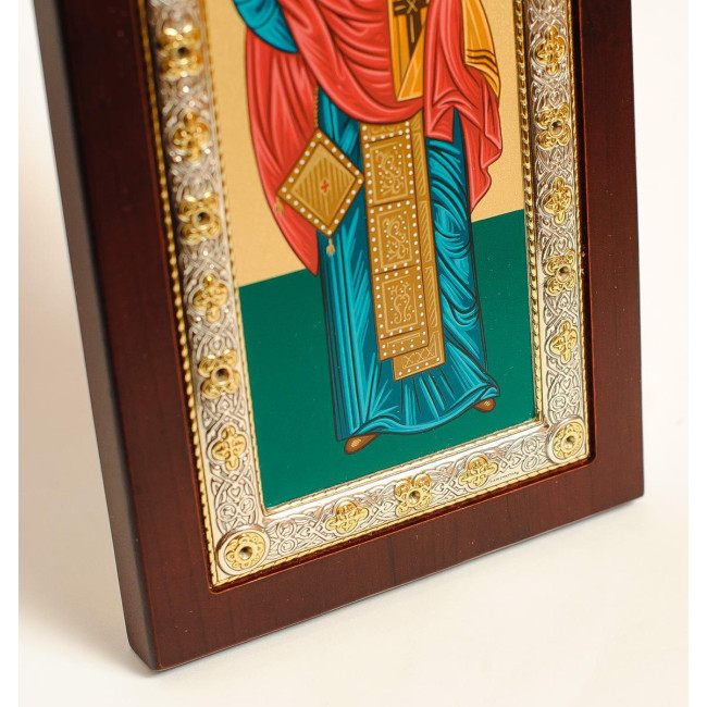 Св. Спиридон Тримифунтский 12,3x21,8см в полный рост, в серебряной рамке