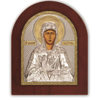Икона "Матрена Московская Блаженная" 15,6х19 см в серебряном окладе (Греция)