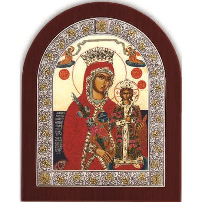 Ікона Божої Матері Нев'янучий цвіт 11х13 см в срібній рамці