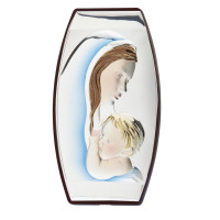 Ікона "Марія з немовлям" 5х7,5см у срібному окладі, вкритому емаллю