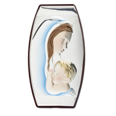 Ікона "Марія з немовлям" 5х7,5см у срібному окладі, вкритому емаллю