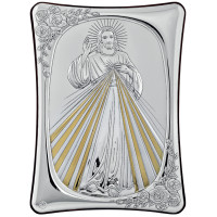 Образ "Ісус Милосердний". Італійська ікона 15х21см, срібний оклад з позолотою