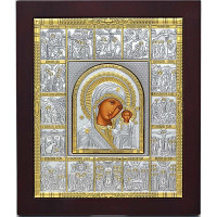 Іконостас Срібний Казанська Богородиця зі святами 20,7х24,3см