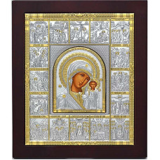 Іконостас Срібний Казанська Богородиця зі святами 20,7х24,3см