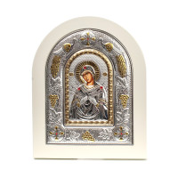 Ікона Семистрільна Божа Матір на білому дереві 15х19 см (Греція)