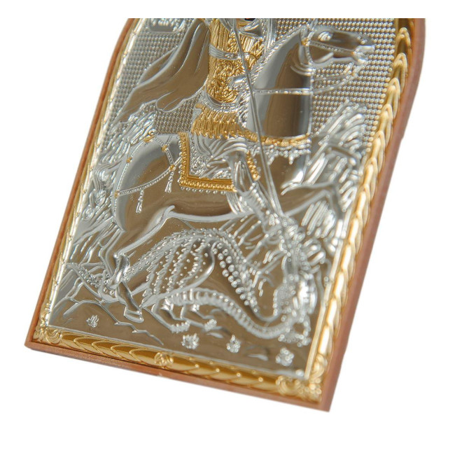  Икона серебряная  Георгий Победоносец 4х5,6см на пластике