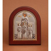 Серебряная Икона Вера,Надежда,Любовь и их мать Св.София 11х13см (Греция)