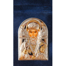 Ікона-складень Микола Чудотворець 3,8x5,3 см в оксамитовій основі