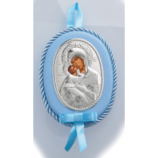 Іконка Володимирська Богородиця 10х12,5см на подушечці (у синьому кольорі)