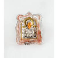 Икона серебрянная "Святая Матрона" в муранском стекле 70х90 мм