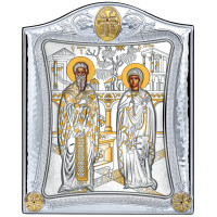 Ікона Кипріян та Устинія 20х25 см. Грецька Срібна Унікальна Ікона