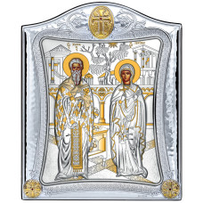 Ікона Кипріян та Устинія 20х25 см. Грецька Срібна Унікальна Ікона
