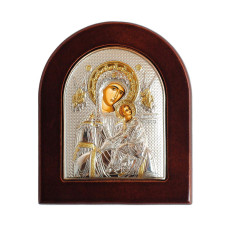 Страстная Божья Матерь 8,5х10см Греческая икона  в серебре и золоте (GOLD)