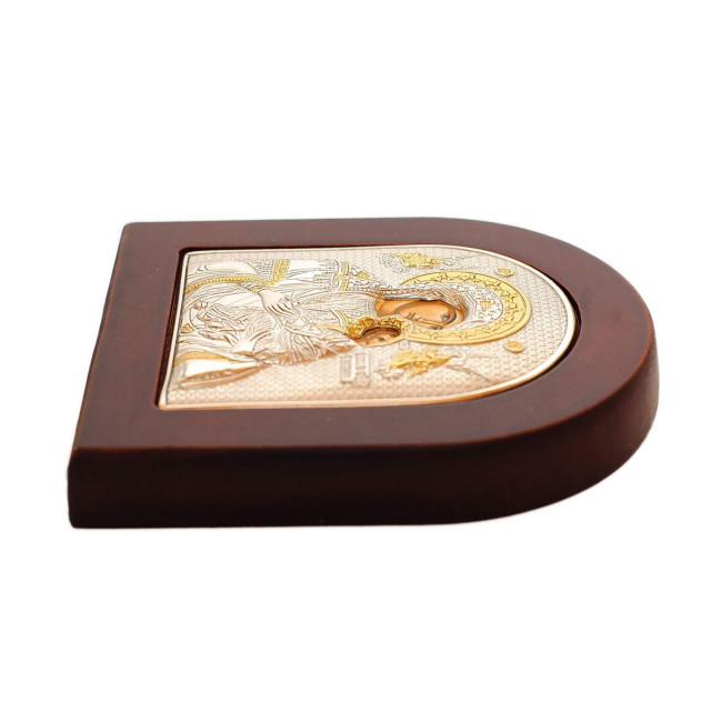 Страстная Божья Матерь 8,5х10см Греческая икона  в серебре и золоте (GOLD)