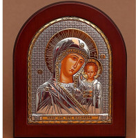 Казанская Божья Матерь 13х15см Серебро 925 и позолота  (GOLD)