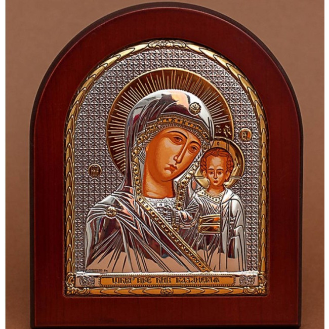 Казанська Божа Матір 13х15см Срібло 925 та позолота (GOLD)