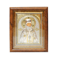 Срібна Ікона Луки Кримського 13х11 см у кіоті під склом, прикрашена камінням