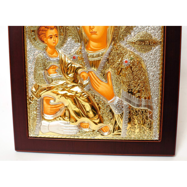 Унікальна Ікона Божої Матері " Троєручиця 10х8,5см в срібному окладі