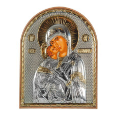 Срібна ікона Володимирська Божа Матір 7,5х5,8см на пластиковій основі, Греція