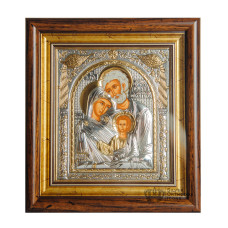 Ікона срібна "Святе Сімейство" 28,5х30,5см прямокутної форми під склом