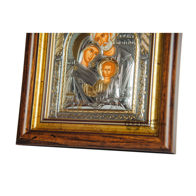Ікона срібна "Святе Сімейство" 28,5х30,5см прямокутної форми під склом
