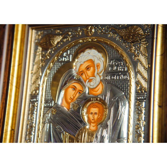 Ікона срібна "Святе Сімейство" 28,5х30,5см прямокутної форми під склом