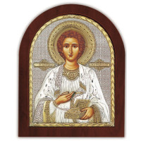 Ікона Святий Целітиль Пантелеймон 13х11см в сріблі (Греція)