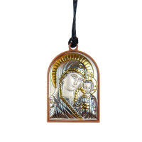 Срібна іконка на підвісці в автомобіль (срібло) 40х56 мм Казанська Божа Матір