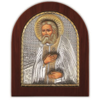 Икона "Серафим Саровский" 15,6х19см в серебряном оклада (Греция)