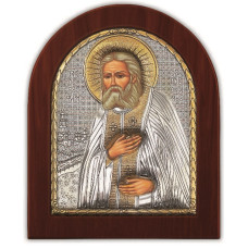 Ікона "Серафим Саровський" 15,6х19 см у срібному окладі (Греція)