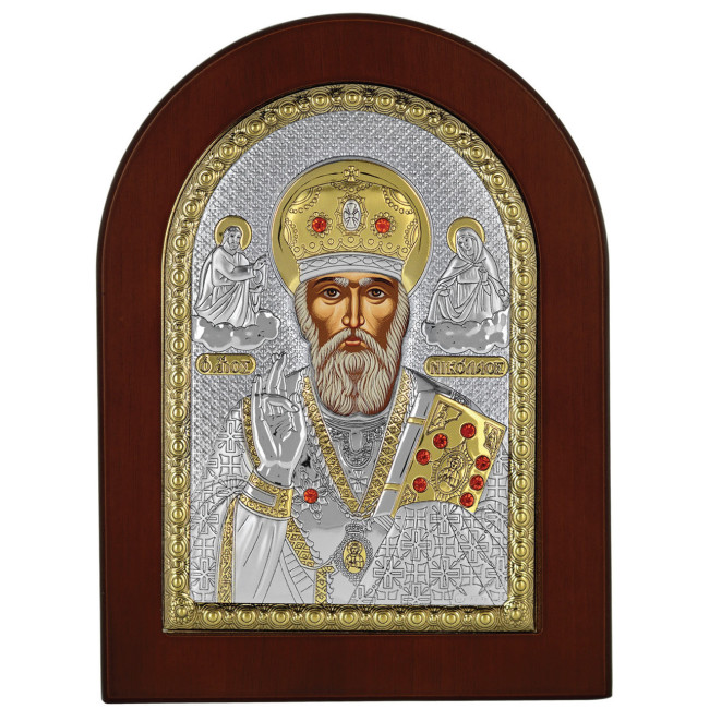 Святий Миколай 15х21см грецька срібна ікона