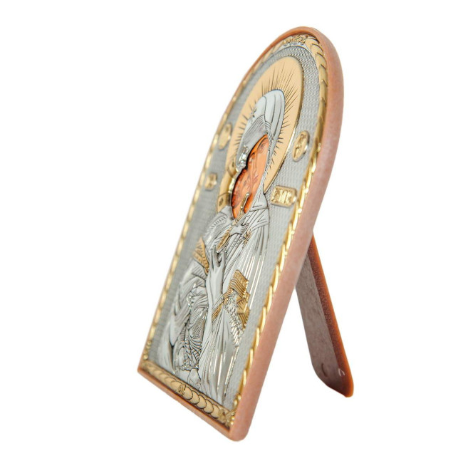 Икона серебряная Владимирская Божья Матерь 12x15,5 см на пластиковой основе, Греция 